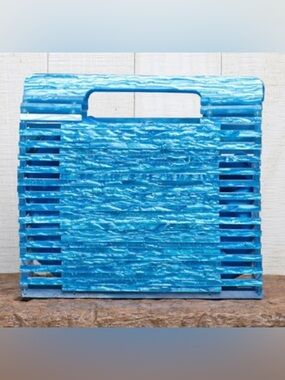 Lovestitch Vibrant Blue Resin Handle Top Handbag.
